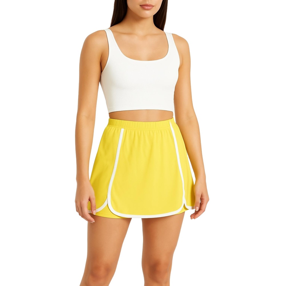Yellow with White Trim Athletic Skort Womens‎ Medium